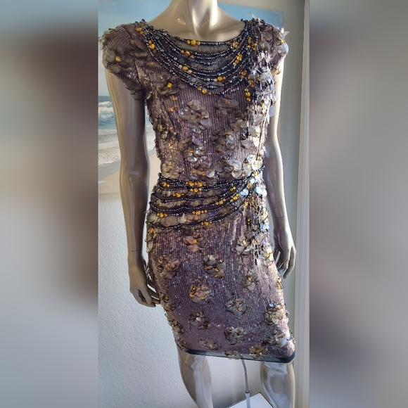 *$5,700 OSCAR DE LA RENTA GORGEOUS SILK Crystal bead estab runway dress US M - Picture 3 of 14